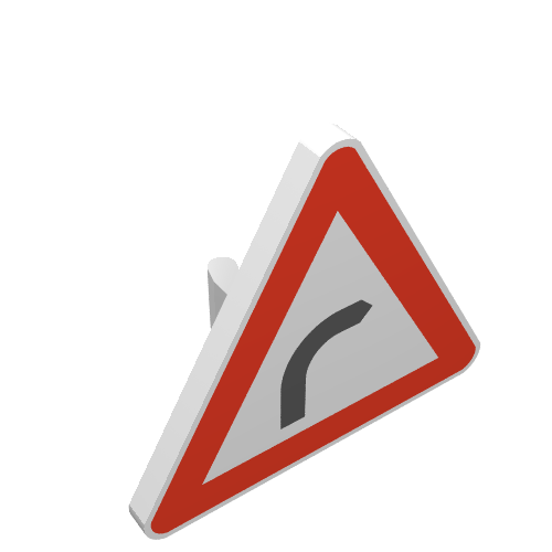 Road Sign Clip-on 2.2 x 2.667 Triangular with Bend Print (White)