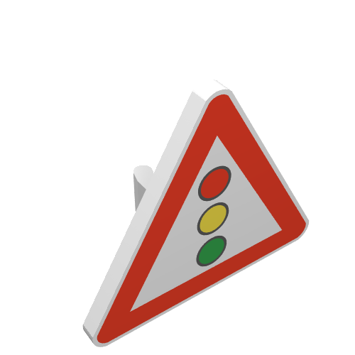 Road Sign Clip-on 2.2 x 2.667 Triangular with Traffic Light Print (White)