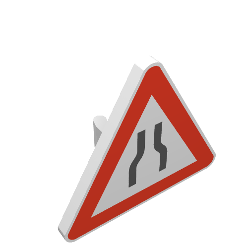 Road Sign Clip-on 2.2 x 2.667 Triangular with Narrow Road Print (White)