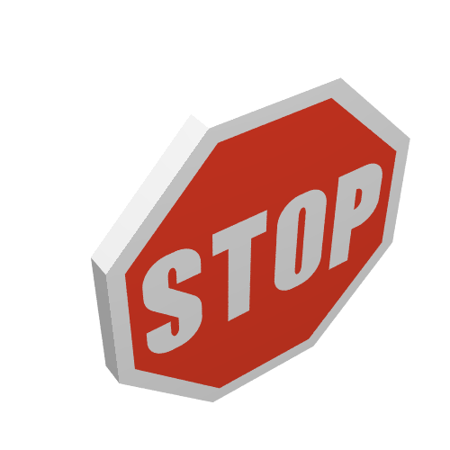 Road Sign Clip-on 2 x 2 Octagonal with Red Stop Sign Print (White)
