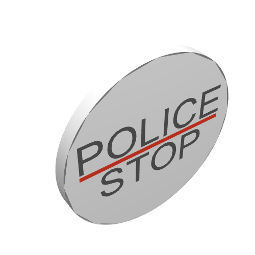 Road Sign Clip-on 2 x 2 Round with "POLICE" and "STOP" Print (White)