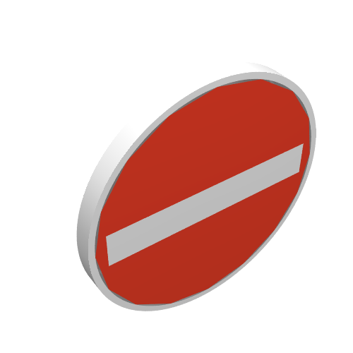 Road Sign Clip-on 2 x 2 Round with No Entry Print (White)