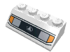 Brick Sloped 45° 2 x 4 with Headlight Print (White)