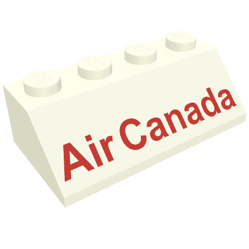 Brick Sloped 45° 2 x 4 with Red 'Air Canada' Print (Set 611-2) (White)