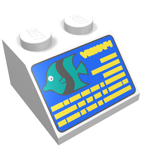 Brick Sloped 45° 2 x 2 with Divers Computer Print (White)
