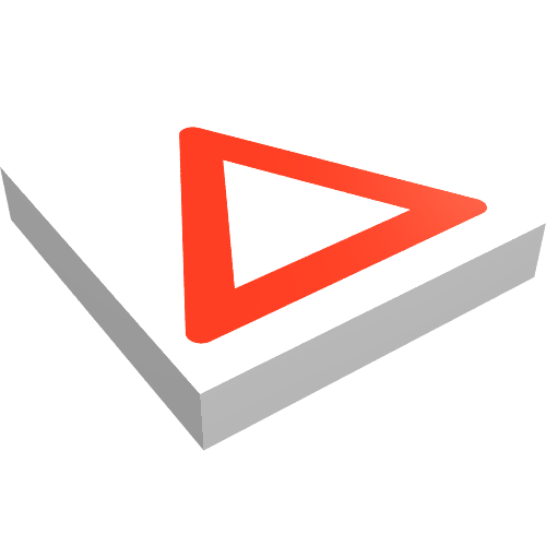 Tile 2 x 2 with Red Warning Triangle Print (White)