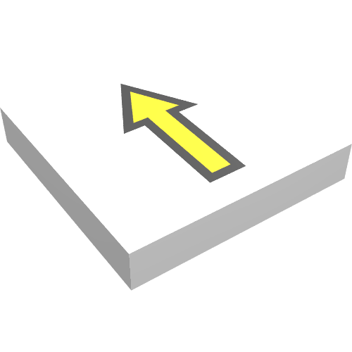 Tile 2 x 2 with Arrow Thin Yellow with Black Border Print (White)