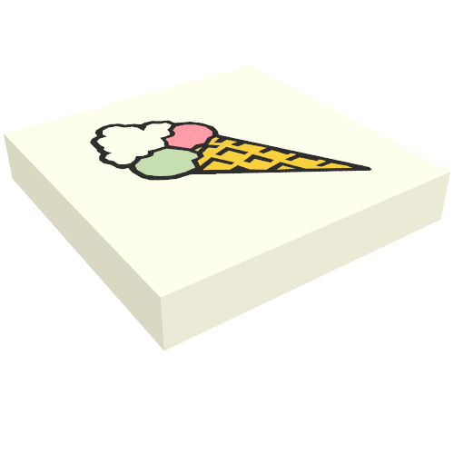 Tile 2 x 2 with Ice Cream Cone Print (White)