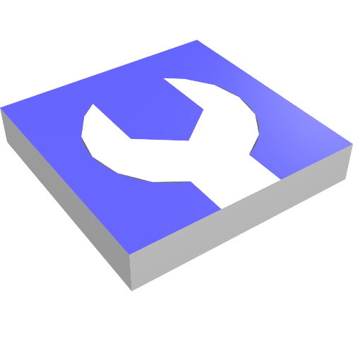 Tile 2 x 2 with Tool Wrench Print (White)