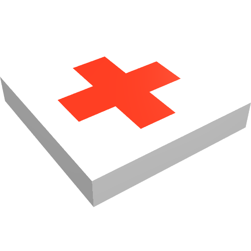 Tile 2 x 2 with Red Cross Print (White)