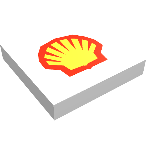 Tile 2 x 2 with Shell Logo Print (White)