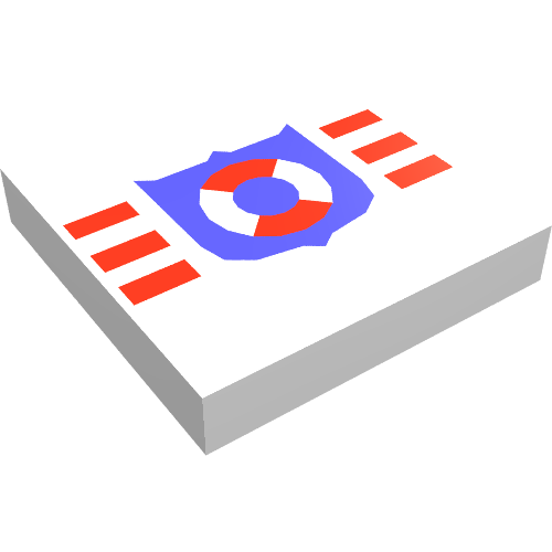 Tile 2 x 2 with Coast Guard Shield and Stripes Print (White)