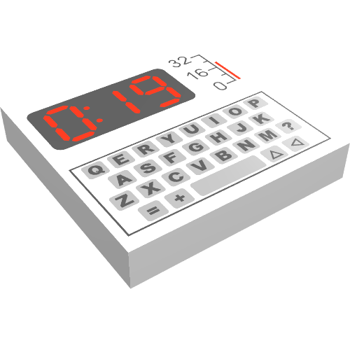 Tile 2 x 2 with Keyboard and Red '0:19' Print (White)
