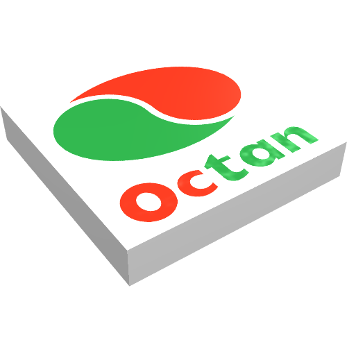Tile 2 x 2 with Octan Logo and Text Print (White)