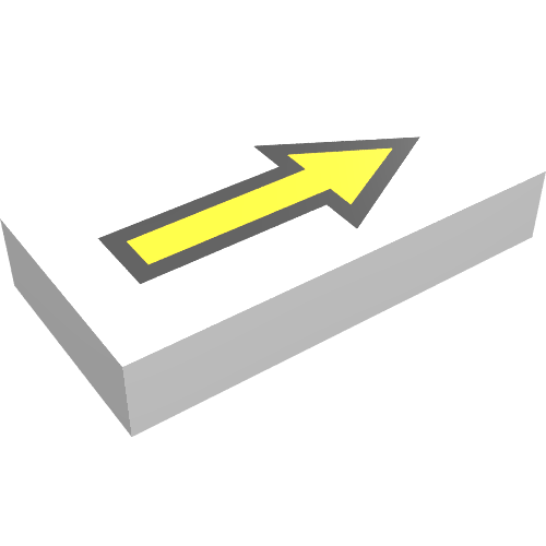 Tile 1 x 2 with Arrow Long Yellow with Black Border Print (White)