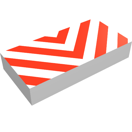 Tile 1 x 2 with Danger Chevrons Red Print (White)
