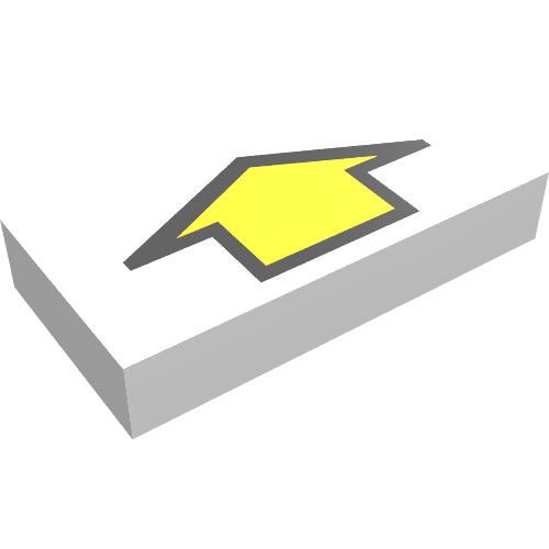 Tile 1 x 2 with Arrow Short Yellow with Black Border Print (White)