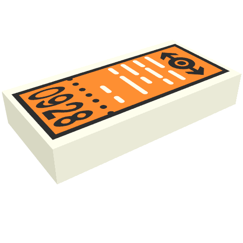 Tile 1 x 2 with Train Logo and '0928' Print (White)
