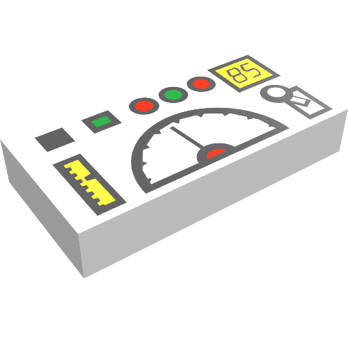 Tile 1 x 2 with Telemetry Panel Print (White)