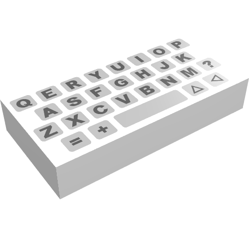 Tile 1 x 2 with Simple Computer Keyboard Print (White)