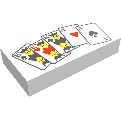 Tile 1 x 2 with Playing Cards Print (White)