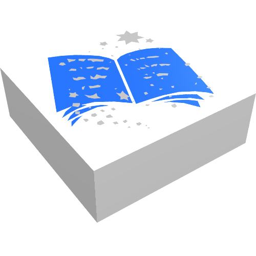 Tile 1 x 1 with Blue Book Print (White)