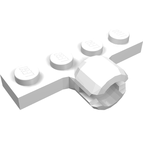 Plate Special 1 x 4 with Towball Socket, Long, 2 Slots (White)