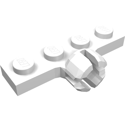 Plate Special 1 x 4 with Towball Socket, Short, 4 Slots (White)