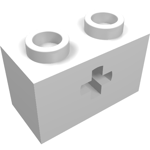 Technic Brick 1 x 2 with Axle Hole Type 1 [+ Opening] and Bottom Ridges (White)