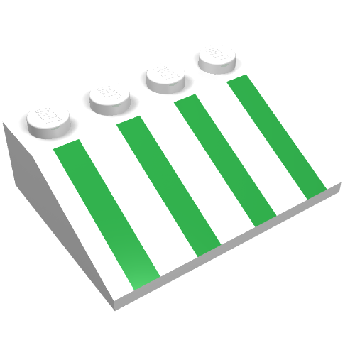 Brick Sloped 33° 3 x 4 with Green Stripes Print (White)