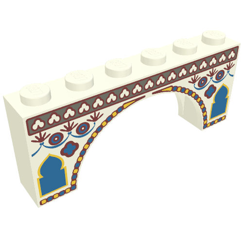 Brick Arch 1 x 6 x 2 with Indian Print (White)