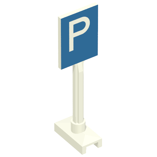 Road Sign Square Tall with Parking 'P' Print (White)