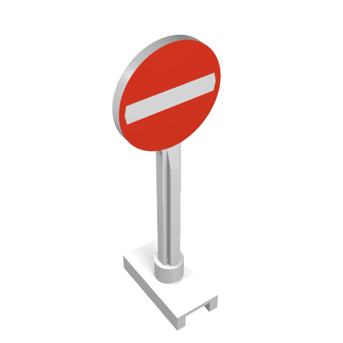 Road Sign Round with No Thoroughfare / No Entry Print (White)