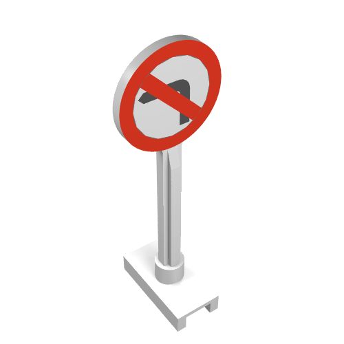 Road Sign Round with Left Turn Prohibited Print (White)