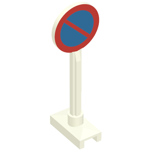 Road Sign Round with No Parking Print (White)