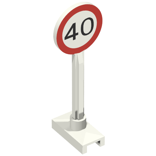 Road Sign Round with Maximum Speed 40 Print (White)
