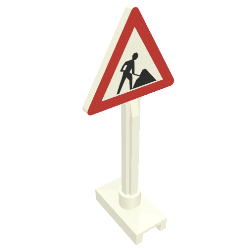 Road Sign Triangle with Roadworks Print - 1 Dirt Pile (White)
