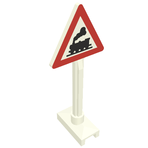 Road Sign Triangle with Train Engine Print (White)