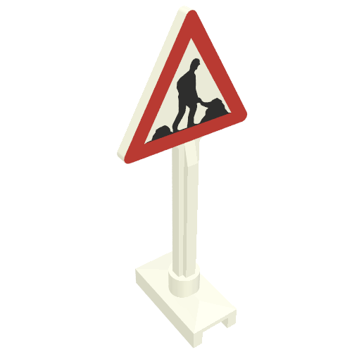 Road Sign Triangle with Roadworks Print - 2 Dirt Piles - undetermined (White)