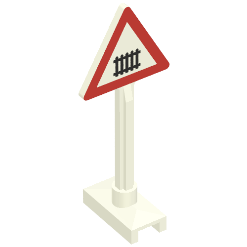 Road Sign Triangle with Level Crossing Small, Thick Print (White)