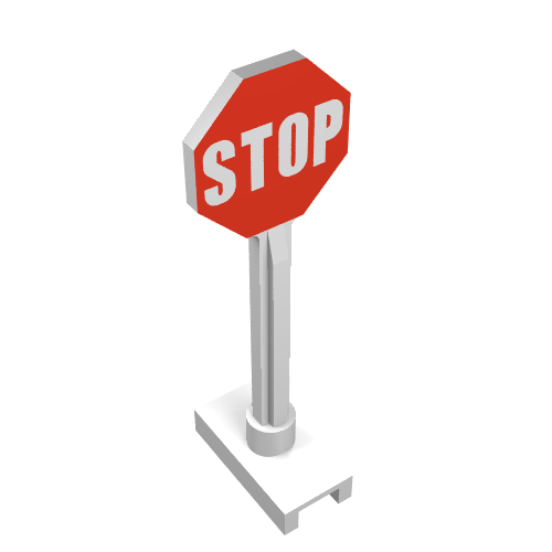 Road Sign Octagon with Stop Sign Print (White)