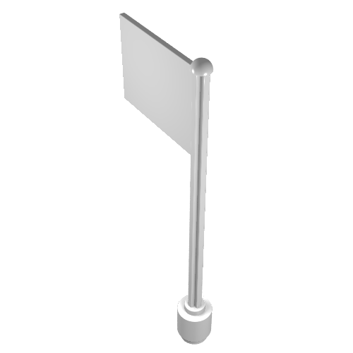 Flag on Flagpole, Straight (White)
