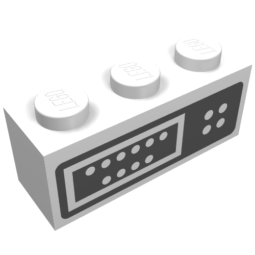 Brick 1 x 3 with Control Panel Print (White)