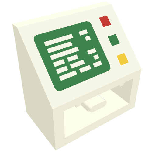 Brick Sloped Inverted 45° 2 x 2 with Computer Screen and Right Side Buttons Print (White)