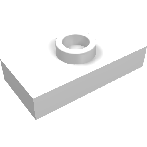 Plate Special 1 x 2 with 1 Stud without Groove (Jumper) (White)