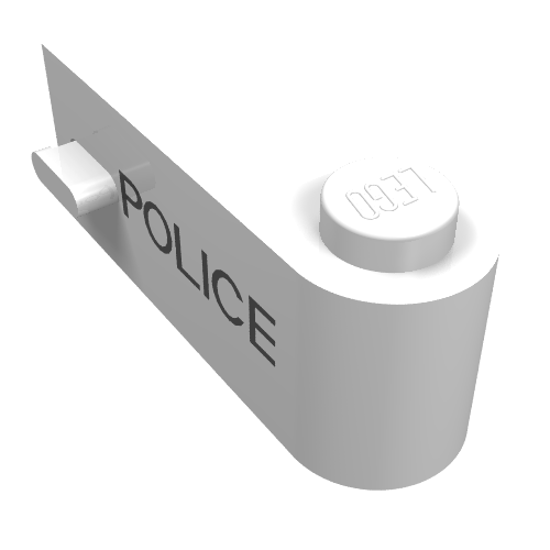 Door 1 x 3 x 1 Right with Thin POLICE Print (White)