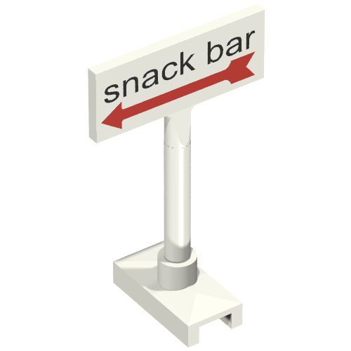Road Sign Rectangle, Axle Pole with Snack Bar Print (White)