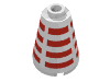 Cone 2 x 2 x 2, Blocked Open Stud and Horizontal Red Stripes Print (White)