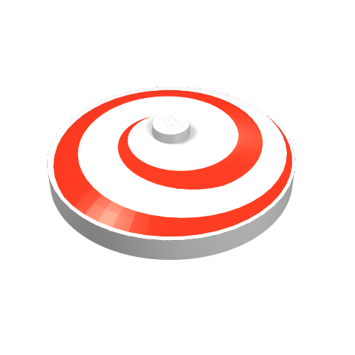 Dish 4 x 4 Inverted [Radar] with Red Spiral Print (White)
