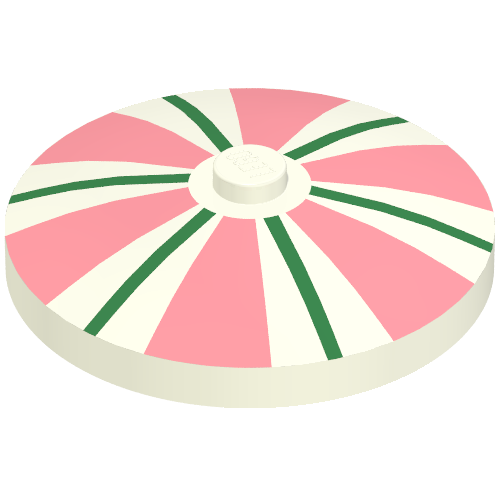 Dish 4 x 4 Inverted [Radar] with Pink and Green Stripes Print Space Radar (White)